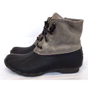 Sperry Topsider Saltwater Core Boots Black Gray Women's 7.5 EUR 38 STS81732